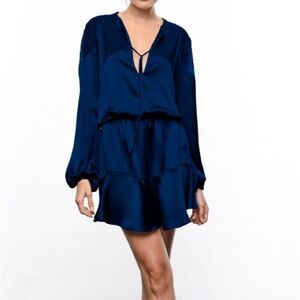 Royal Blue KARINA GRIMALDI ARIANA SILK MINI DRESS